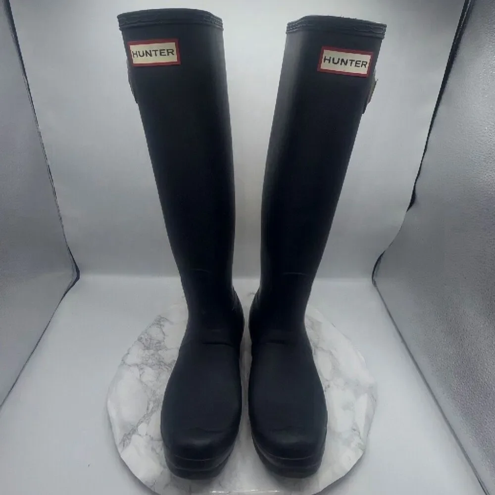 HUNTER ORIGINAL Black Contrast Tall Boots-7M
